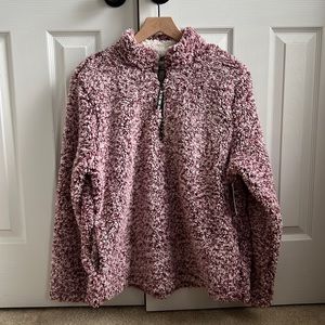 NWT Time and Tru fleece pullover burgundy/white size XL